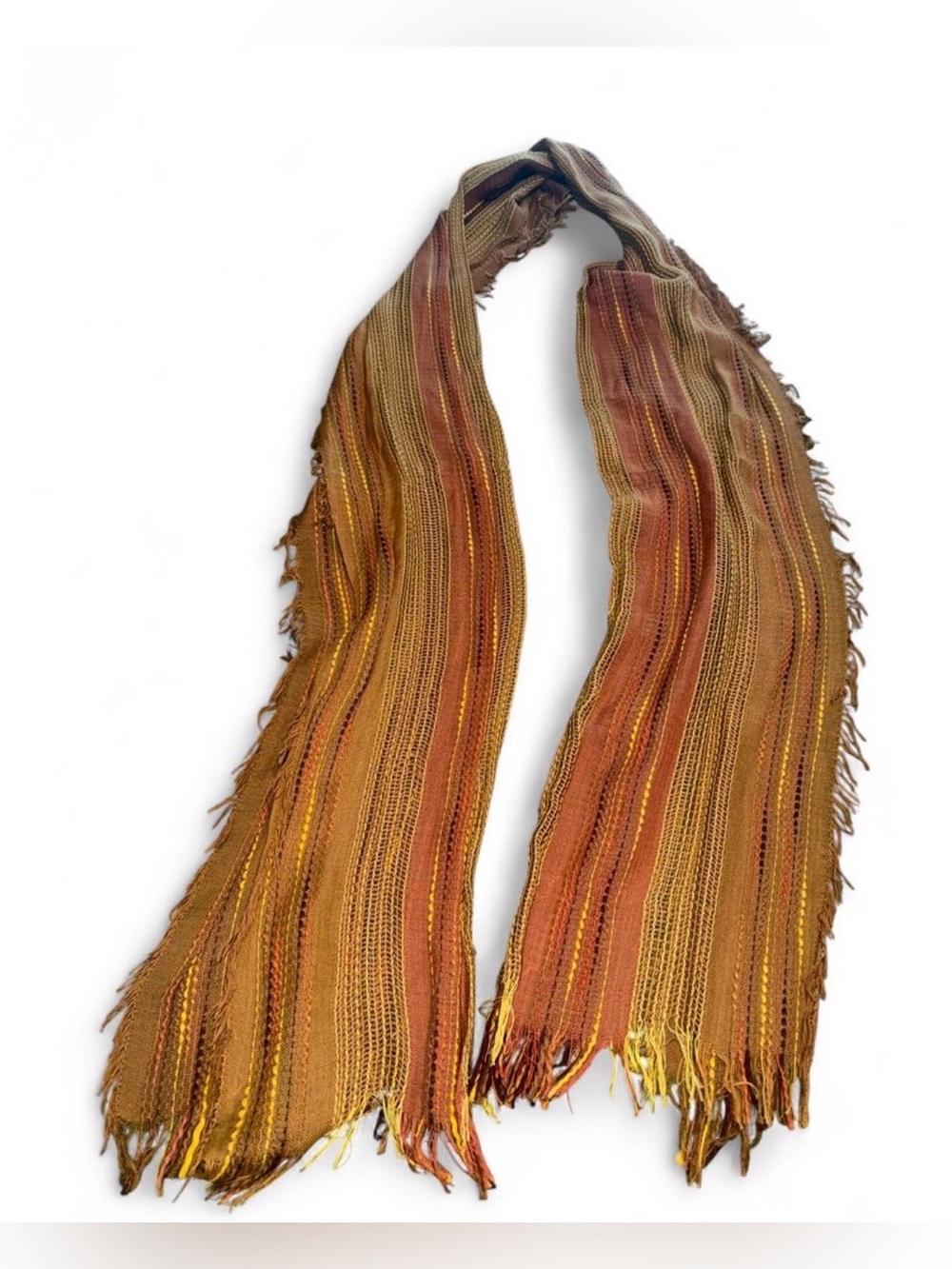 Lightweight Autumn Stripe Scarf - orange and yellow